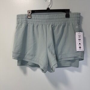 RBX Active Womens Sage Green 2-in-1 Running Shorts XL NWT Moisture Wicking